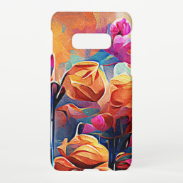 Floral Abstract Art Orange Red Blue Flowers Samsung Galaxy S10E Case