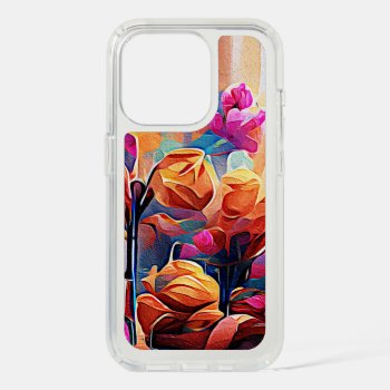 Floral Abstract Art Orange Red Blue Flowers Iphone 15 Pro Case by OniArts at Zazzle
