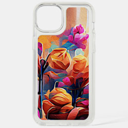 Floral Abstract Art Orange Red Blue Flowers iPhone 15 Plus Case