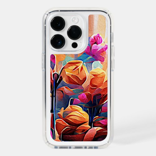 Floral Abstract Art Orange Red Blue Flowers Speck iPhone 14 Pro Case