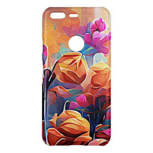 Floral Abstract Art Orange Red Blue Flowers Uncommon Google Pixel Case
