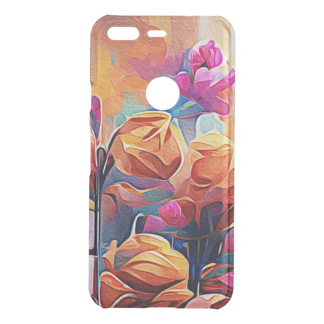 Floral Abstract Art Orange Red Blue Flowers Uncommon Google Pixel Case (Back)