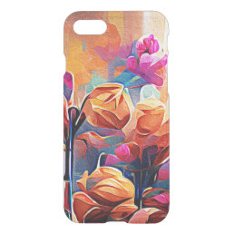 Floral Abstract Art Orange Red Blue Flowers iPhone SE/8/7 Case