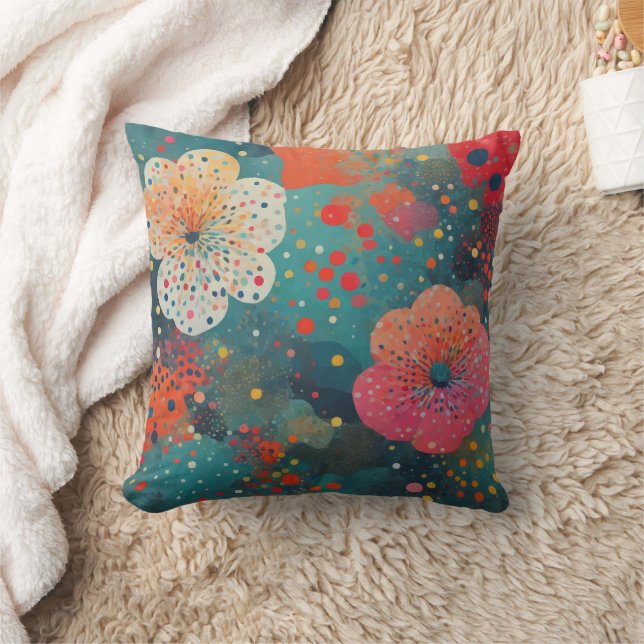 Floral abstract artwork throw pillow (Blanket)