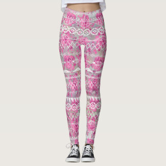 Floral Abstract Aztec Tribal Purple Pink Pattern Leggings