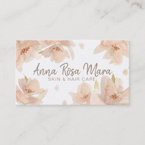  Floral Abstract Beige Peach Soft Watercolor Business Card