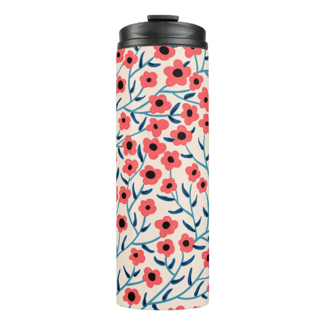 Floral Abstract: Blooming Vintage Pattern. Thermal Tumbler (Front)