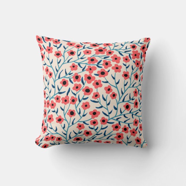 Floral Abstract: Blooming Vintage Pattern. Throw Pillow (Front)