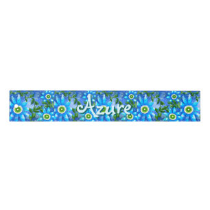 Floral Abstract Blue Green Flowers Personalized Ruler