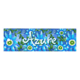 Floral Abstract Blue Green Flowers Personalized Ruler
