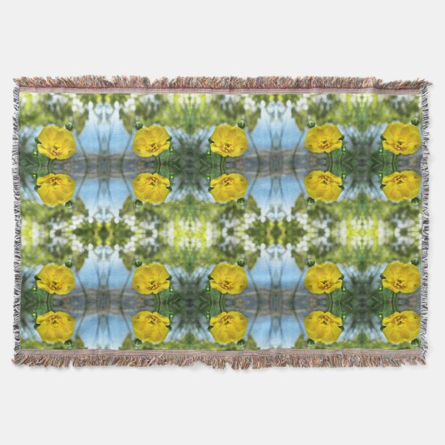 Floral Abstract Buttercup Flowers Throw Blanket