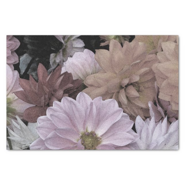 Floral Abstract Dahlia Garden Flowers Tissue Paper (Front)