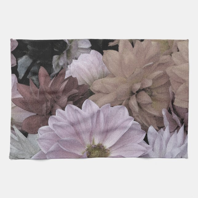 Floral Abstract Dahlia Garden Flowers Towel (Horizontal)