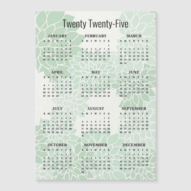 Floral Abstract Design 2025 Calendar Magnetic Card