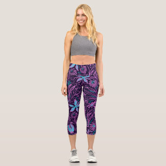 Floral Abstract Design Capri Leggings