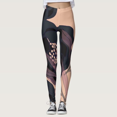 Floral abstract elegance artistic background leggings