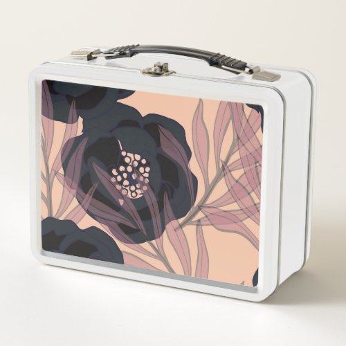 Floral abstract elegance artistic background metal lunch box