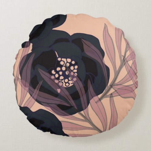 Floral abstract elegance artistic background round pillow