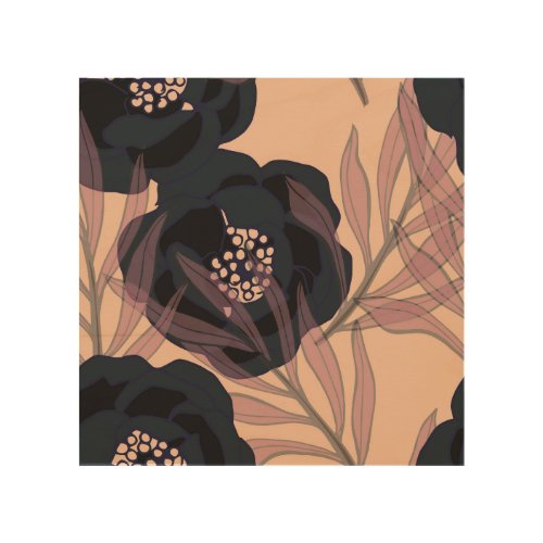 Floral abstract elegance artistic background wood wall art