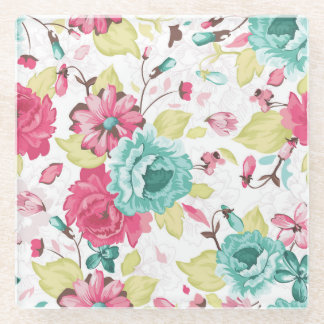 Floral Abstract Elegance Seamless Background. Glass Coaster
