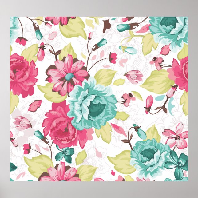 Floral Abstract Elegance Seamless Background. Poster (Front)
