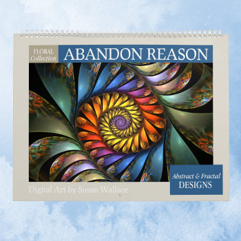 Floral Abstract Fractal 2024 Calendar by skellorg at Zazzle