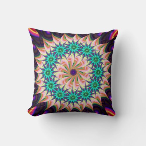 Floral Abstract Fractal Design Throw Pillow