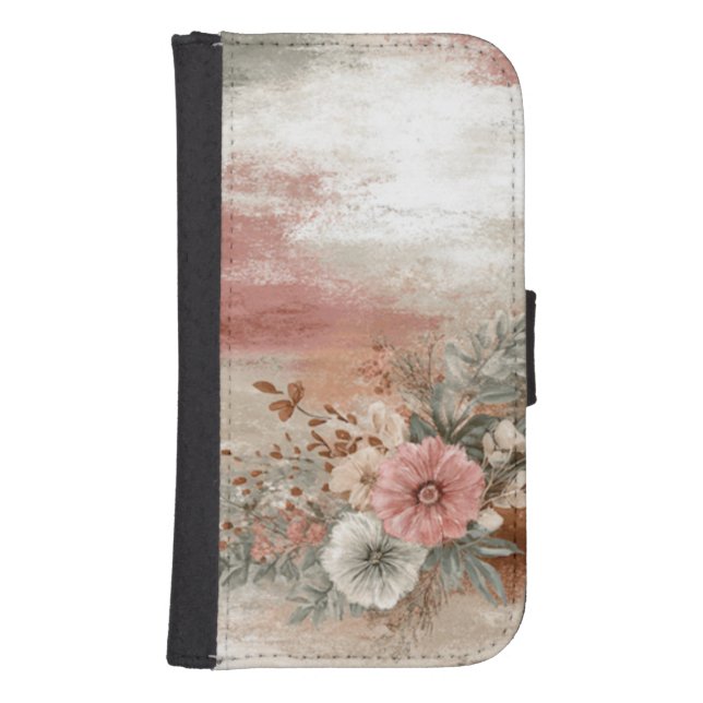 Floral Abstract Grunge Art Samsung Galaxy Wallet (Front)
