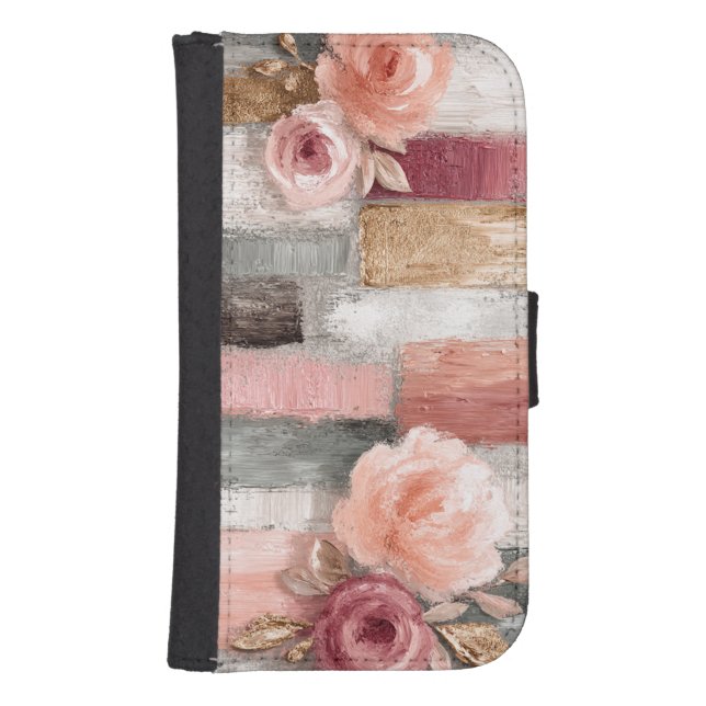 Floral Abstract Grunge Art Samsung Galaxy Wallet Case (Front)