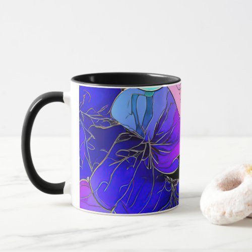 Floral Abstract in Stained Glass  Mug
