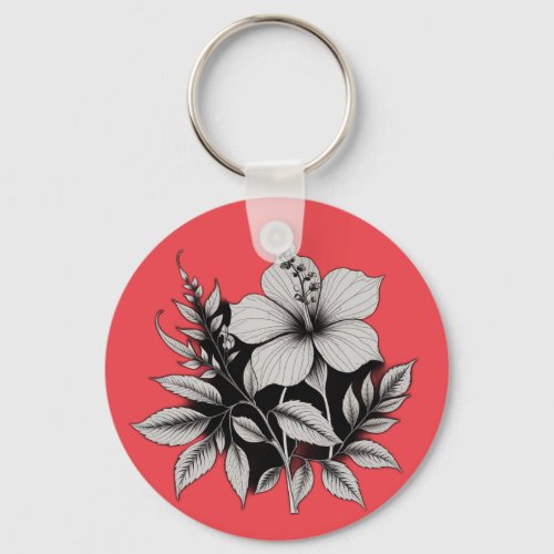 floral abstract keychain