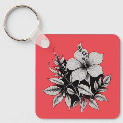 floral abstract keychain
