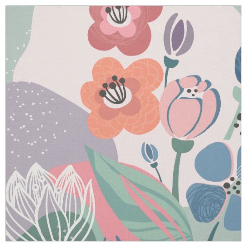 Floral Abstract Muted Pinks  Purples Fabric