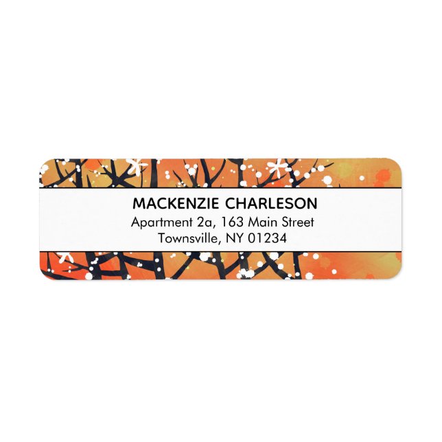 Floral Abstract Orange Address Label (Front)