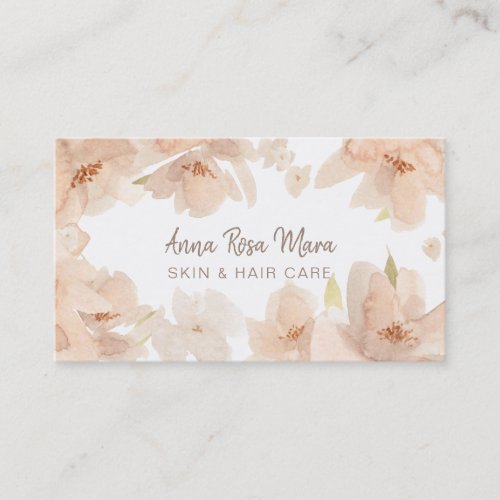  Floral Abstract Peach Beige Soft Watercolor Business Card