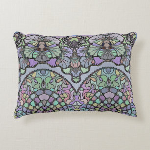 Floral abstract purple pansy mosaic pattern accent pillow