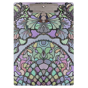 Floral abstract purple pansy mosaic pattern clipboard