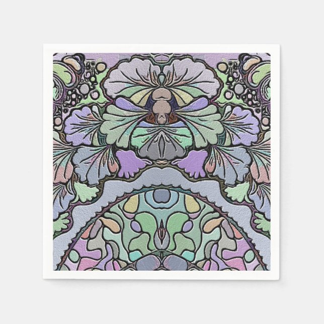 Floral abstract purple pansy mosaic pattern napkins (Front)