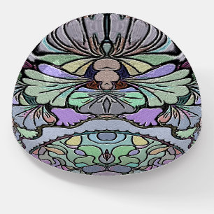Floral abstract purple pansy mosaic pattern paperweight