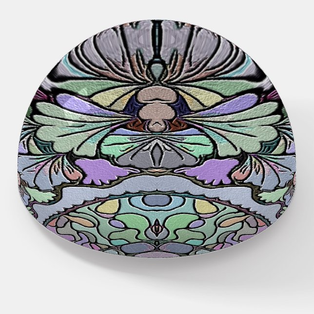 Floral abstract purple pansy mosaic pattern paperweight (Angled)
