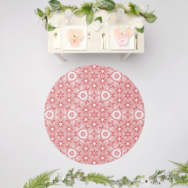 Floral Abstract Red Outdoor Rug (Insitu (Wedding 2))