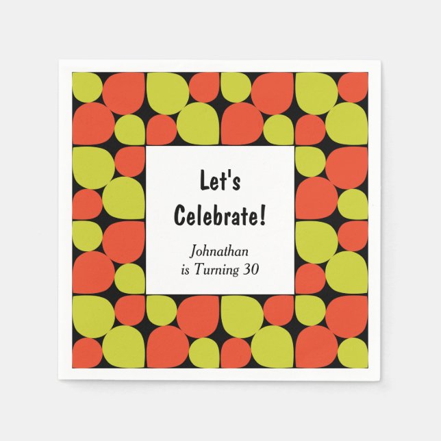 Floral Abstract Retro Pattern Custom Birthday Napkins (Front)