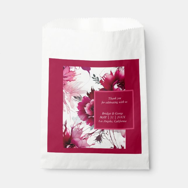 floral abstract rose blossom wedding favor bag (Front)