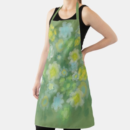 Floral Abstract Salty Watercolor Painting  Apron