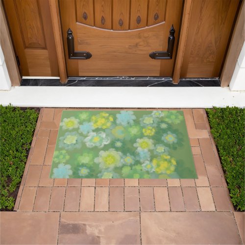 Floral Abstract Salty Watercolor Painting  Doormat