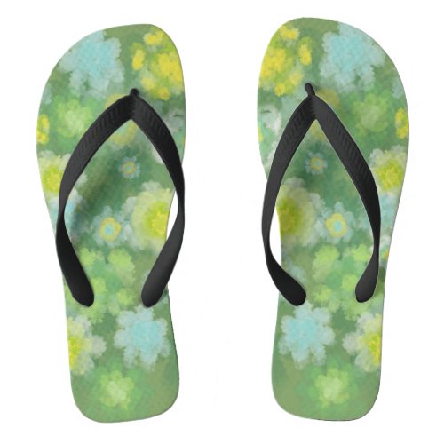 Floral Abstract Salty Watercolor Painting  Flip Flops