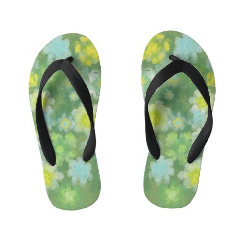 Floral Abstract Salty Watercolor Painting  Kids Flip Flops