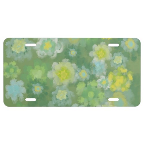 Floral Abstract Salty Watercolor Painting  License Plate