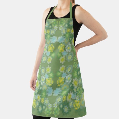 Floral Abstract Salty Watercolor Painting Pattern  Apron