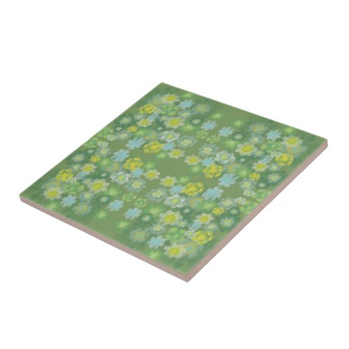 Floral Abstract Salty Watercolor Painting Pattern Ceramic Tile